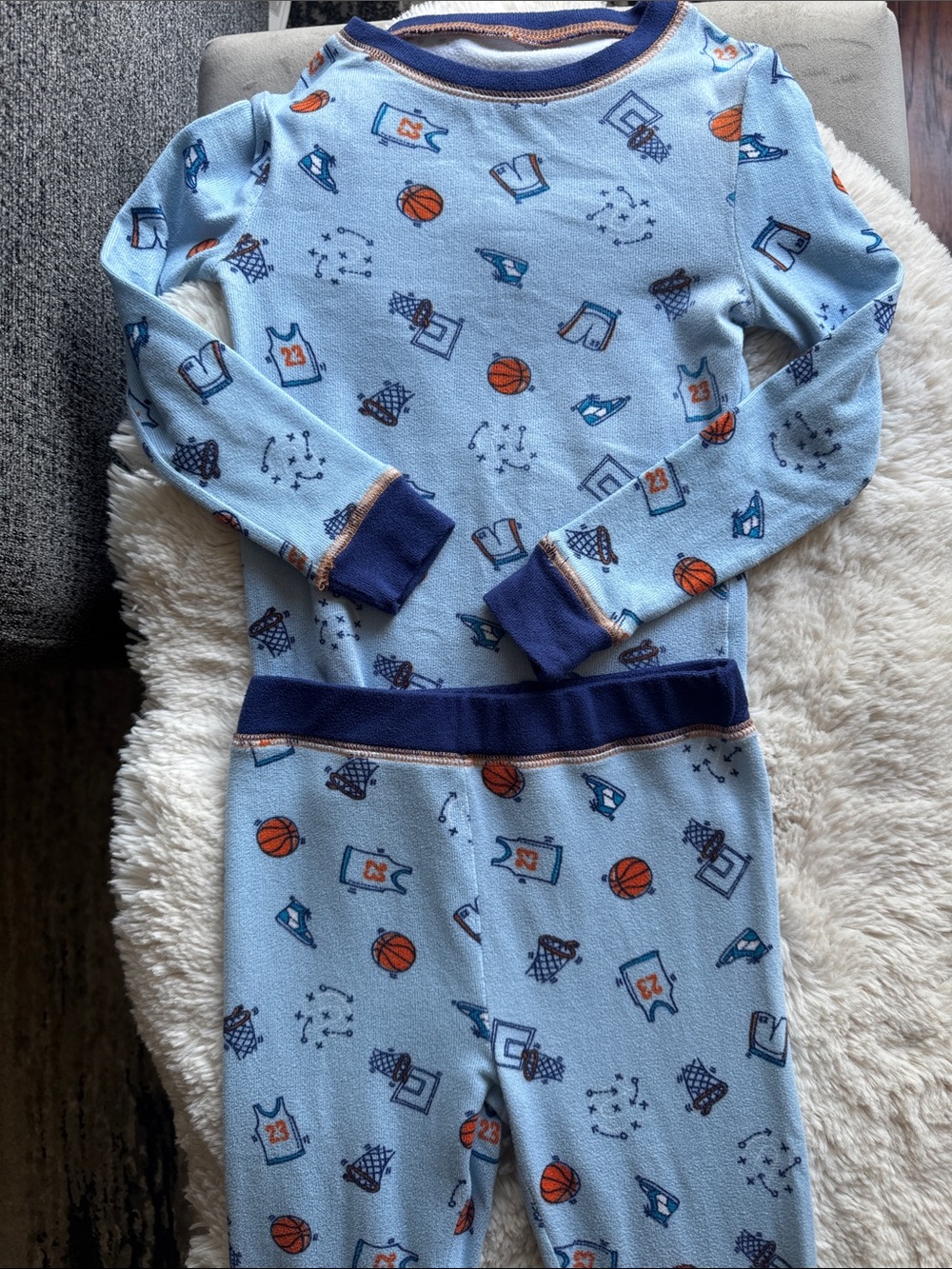 Sleep on It size 5 Light Blue Basketball-Print Kids Pajama Set